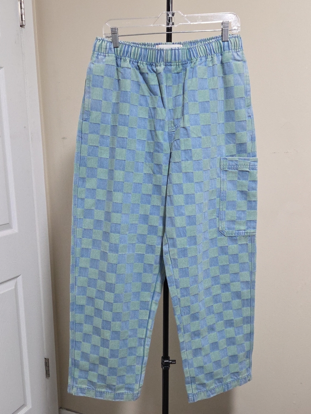 BDG Checkerboard Cargo Pants - Blue & Green